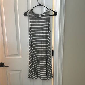 Old Navy Gray and White Striped Tank Dress